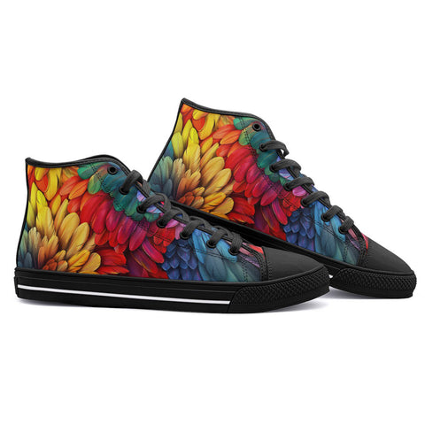 High-Top Canvas Shoes Colorful Feathers