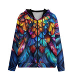 Men's Zip Up Hoodie Colorful Feather Fantasy Art