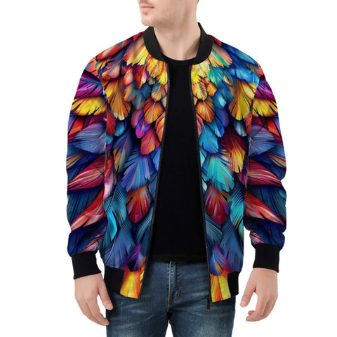 Bomber Jacket Colorful Feather Fantasy Art