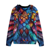 Men's Zip Up Hoodie Colorful Feather Fantasy Art