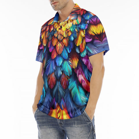 Men's Polo Shirt Colorful Feather Fantasy Art