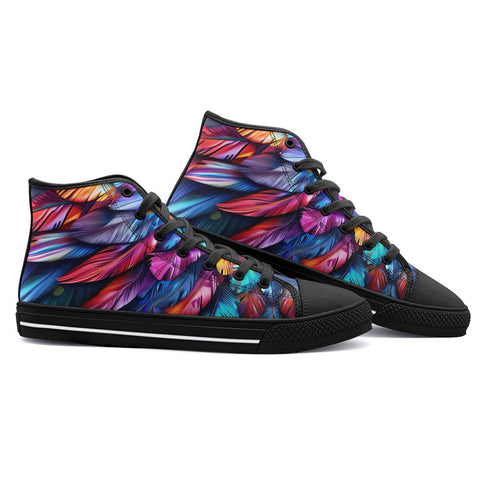 High-Top Canvas Shoes Colorful Feather Fantasy Art