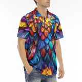 Men's Polo Shirt Colorful Feather Fantasy Art