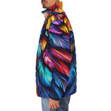 Down-Padded Puffer Jacket Colorful Feather Fantasy Art