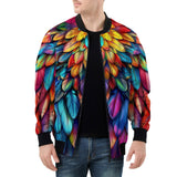 Bomber Jacket Colorful Wings Vibrant Feathers