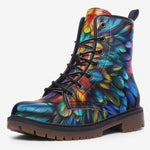 Leather Boots Colorful Wings Vibrant Feathers