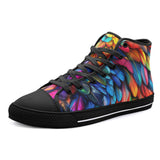 High-Top Canvas Shoes Colorful Wings Vibrant Feathers