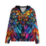 Men's Zip Up Hoodie Colorful Wings Vibrant Feathers