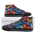 High-Top Canvas Shoes Colorful Wings Vibrant Feathers