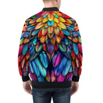 Bomber Jacket Colorful Wings Vibrant Feathers