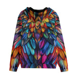 Men's Zip Up Hoodie Colorful Wings Vibrant Feathers