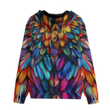 Men's Zip Up Hoodie Colorful Wings Vibrant Feathers