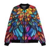 Bomber Jacket Colorful Wings Vibrant Feathers