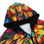 Men's Zip Up Hoodie Colorful Wings Vibrant Feathers