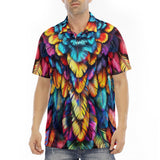 Men's Polo Shirt Vibrant and Colorful Feathers