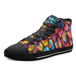 High-Top Canvas Shoes Vibrant and Colorful Feathers