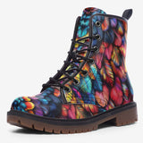 Leather Boots Vibrant and Colorful Feathers