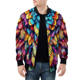 Bomber Jacket Vibrant and Colorful Feathers
