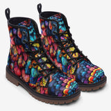 Leather Boots Vibrant and Colorful Feathers