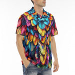 Men's Polo Shirt Vibrant and Colorful Feathers