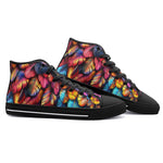 High-Top Canvas Shoes Vibrant and Colorful Feathers