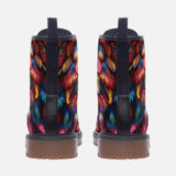 Leather Boots Vibrant and Colorful Feathers