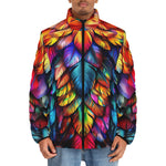 Down-Padded Puffer Jacket Rainbow Feathers Vibrant Colors