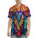 Men's Polo Shirt Rainbow Feathers Vibrant Colors