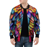 Bomber Jacket Rainbow Feathers Vibrant Colors