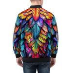 Bomber Jacket Rainbow Feathers Vibrant Colors