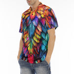 Men's Polo Shirt Rainbow Feathers Vibrant Colors