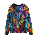 Men's Zip Up Hoodie Rainbow Feathers Vibrant Colors