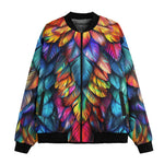 Bomber Jacket Rainbow Feathers Vibrant Colors
