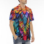 Men's Polo Shirt Rainbow Feathers Vibrant Colors