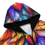 Men's Zip Up Hoodie Rainbow Feathers Vibrant Colors