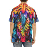 Hawaiian Shirt Rainbow Feathers Vibrant Colors