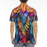 Men's Polo Shirt Rainbow Feathers Vibrant Colors