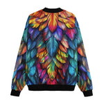 Bomber Jacket Rainbow Feathers Vibrant Colors