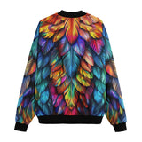 Bomber Jacket Rainbow Feathers Vibrant Colors