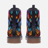 Leather Boots Rainbow Feathers Vibrant Colors