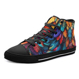 High-Top Canvas Shoes Colorful Vibrant Feathers