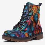 Leather Boots Colorful Vibrant Feathers