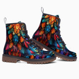 Leather Boots Colorful Vibrant Feathers