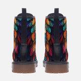 Leather Boots Colorful Vibrant Feathers