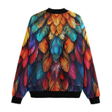 Bomber Jacket Colorful Vibrant Feathers
