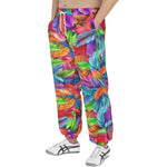 Men's Sweatpants Vibrant Pattern of Colorful Feathers