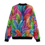 Bomber Jacket Vibrant Pattern of Colorful Feathers