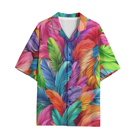 Hawaiian Shirt Vibrant Pattern of Colorful Feathers