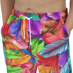 Men's Sweatpants Vibrant Pattern of Colorful Feathers