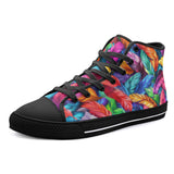 High-Top Canvas Shoes Colorful Feathers Abstraction